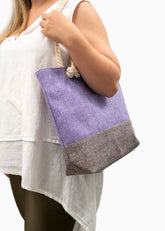 Çift Renkli Plaj Çantası Mor